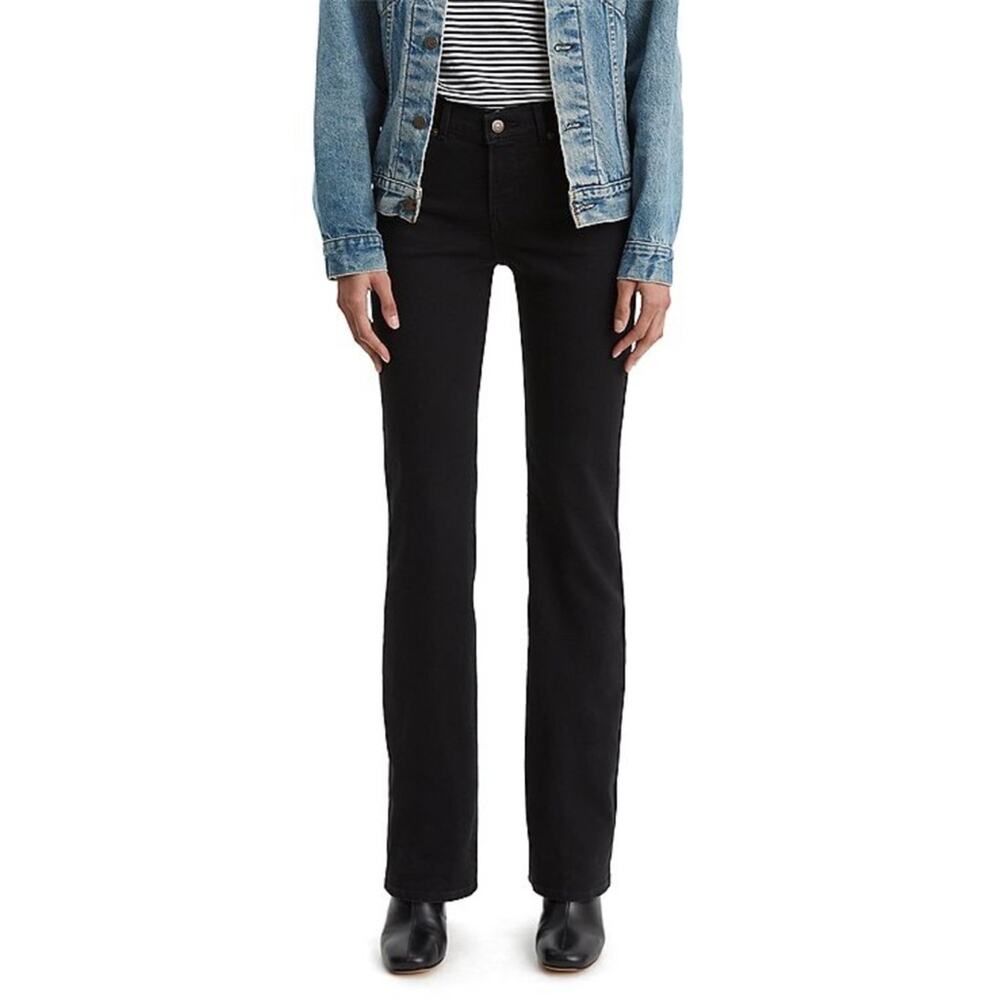 UEC LEVI’S 515 BOOTCUT MID RISE  BLACK DENIM JEANS 98% COTTON 2% SPANDEX SZ 12